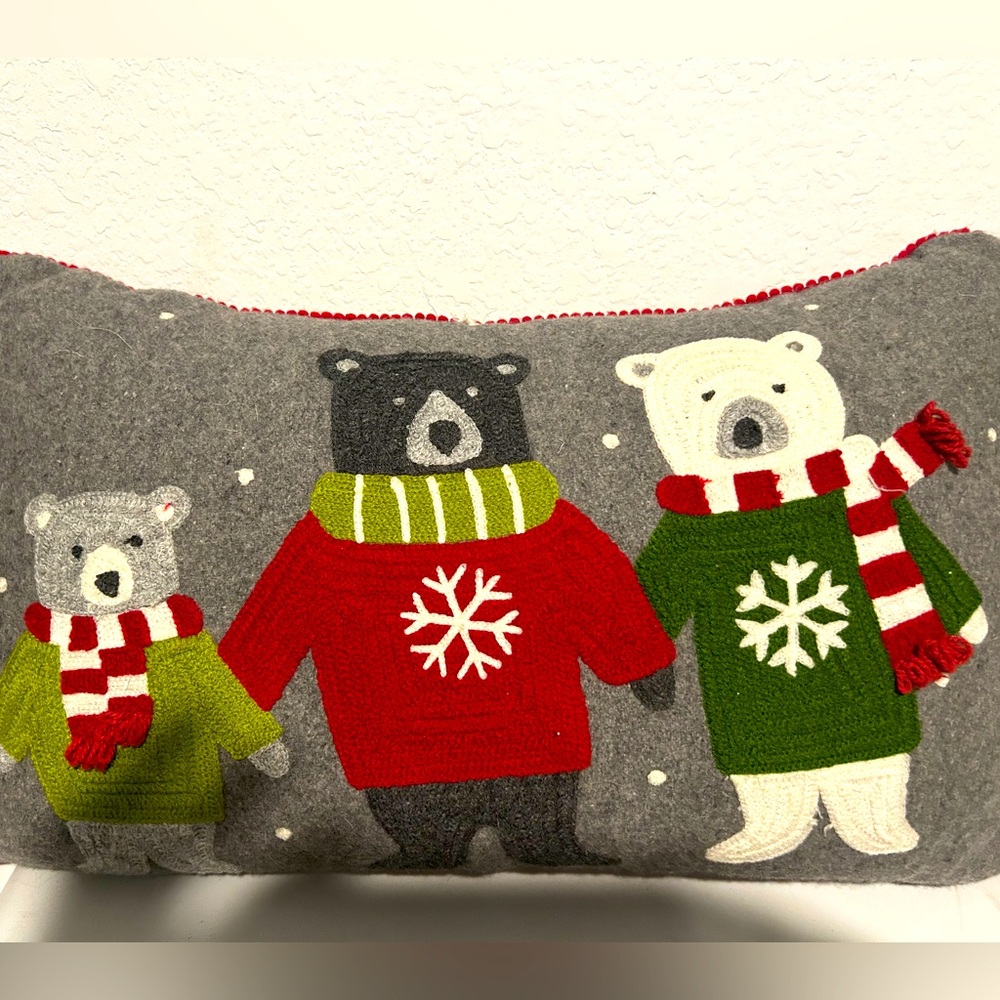 Extra Extra Merry Christmas Festive Bear Family Pillow!